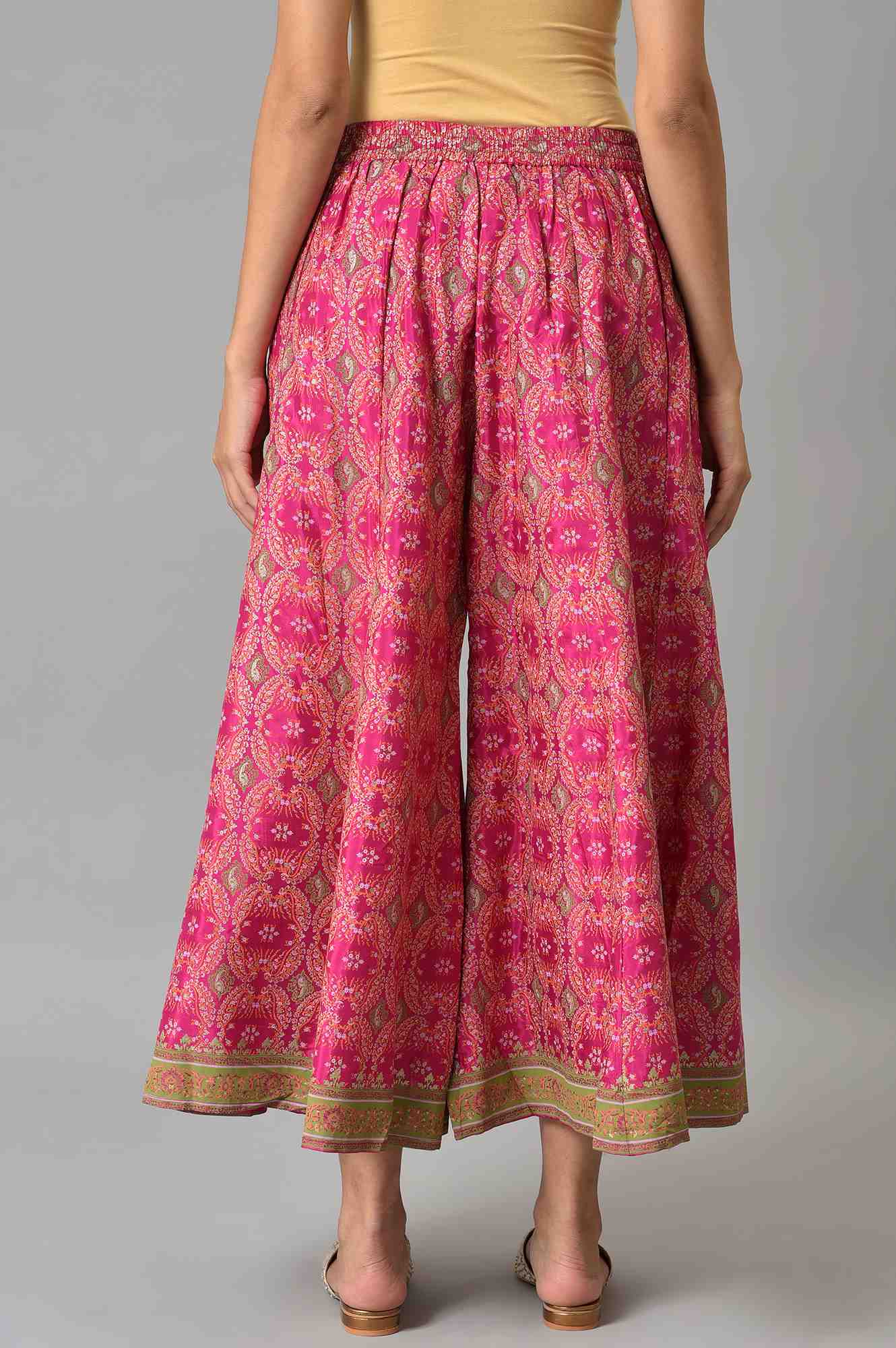W for Woman Berry Pink Printed Flared Culottes