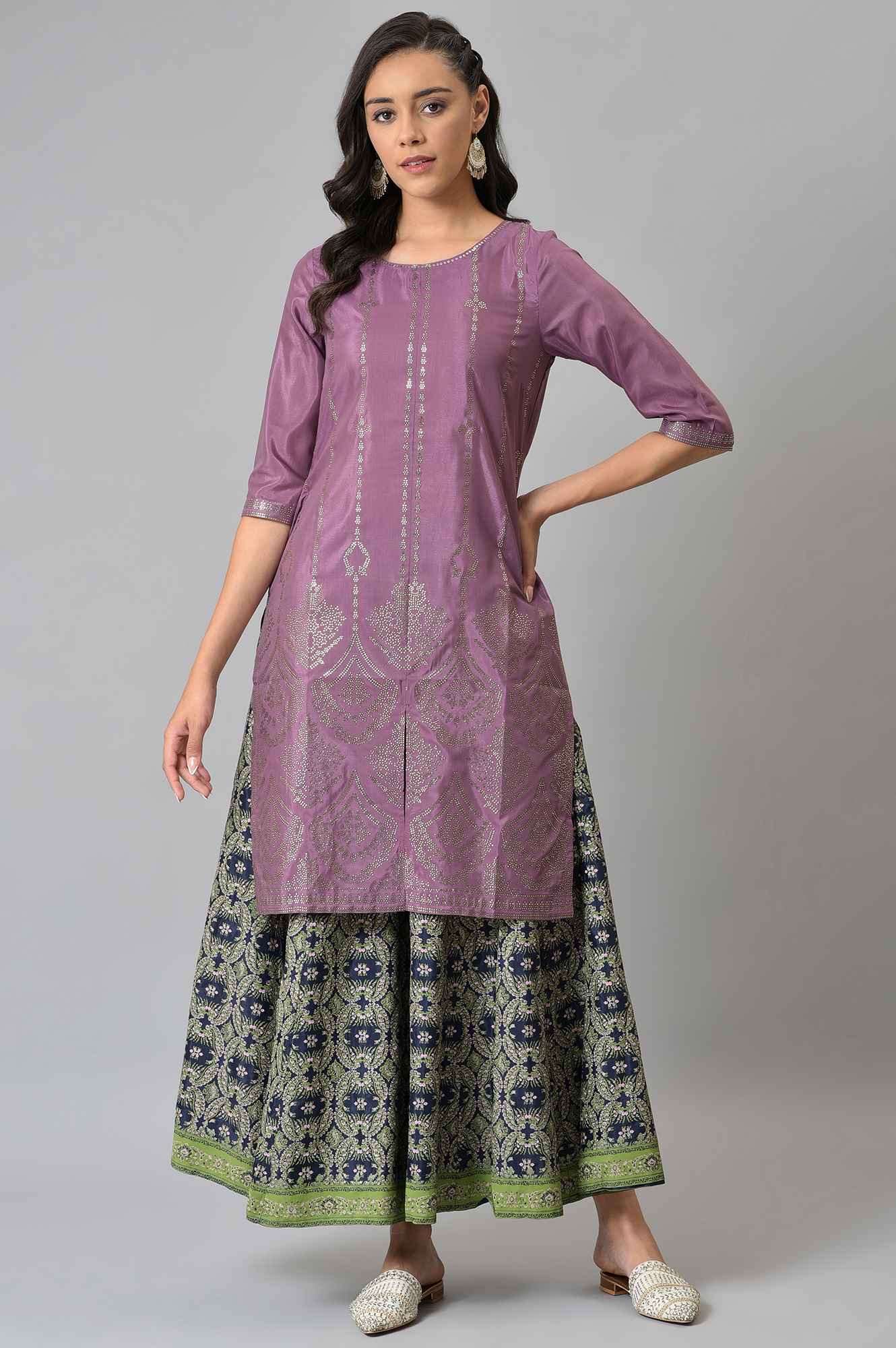 W for Woman Dark Blue Paisely Printed Culottes