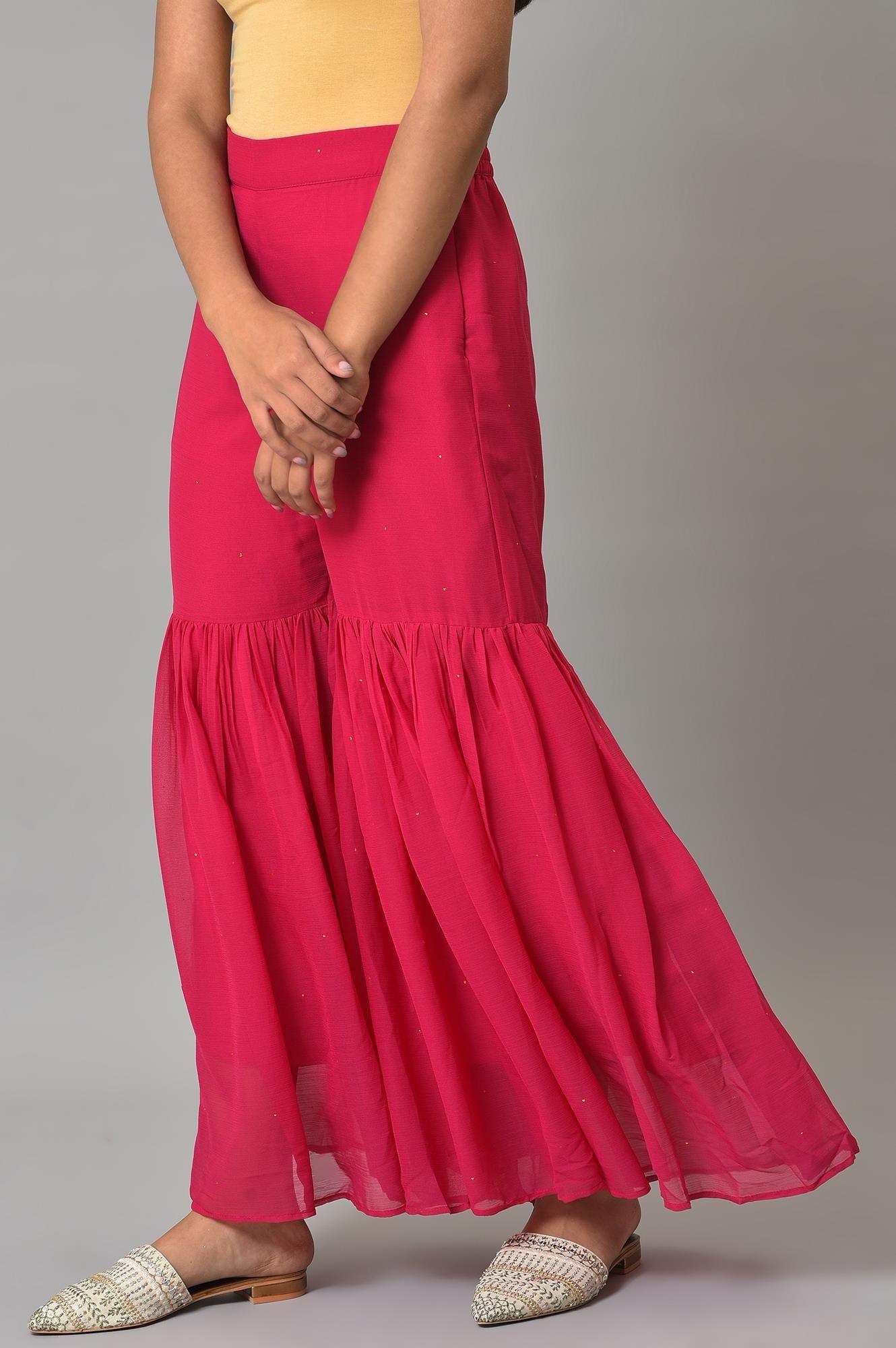 W for Woman Pink Chiffon Flared Sharara