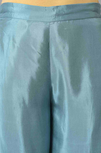 W for Woman Aqua Blue Shantung Straight Parallel Pants