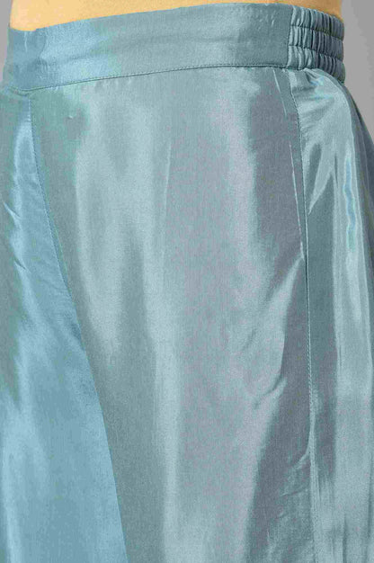 W for Woman Aqua Blue Shantung Straight Parallel Pants