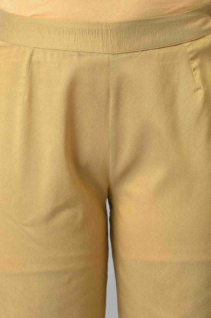W for Woman Gold Solid Light Festive Slim Pants