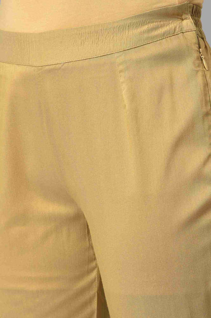 W for Woman Gold Solid Light Festive Slim Pants