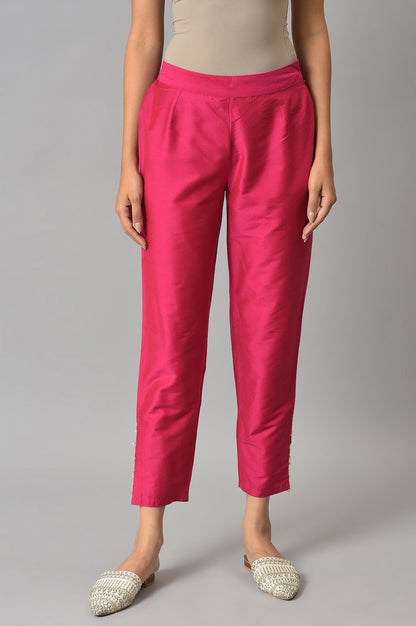 W for Woman Pink Thread Embroidery Straight Kurta and Slim Pant Set