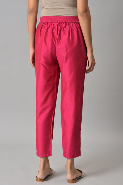 W for Woman Dark Pink Solid Light Festive Slim Pants