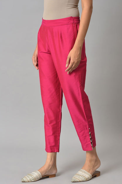 W for Woman Pink Thread Embroidery Straight Kurta and Slim Pant Set