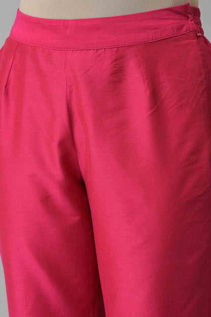W for Woman Dark Pink Solid Light Festive Slim Pants