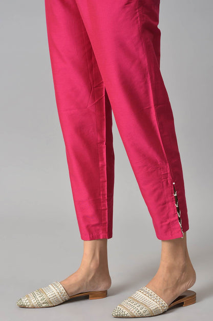 W for Woman Dark Pink Solid Light Festive Slim Pants