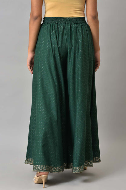 W for Woman Leaf Green Glitter Printed Culottes