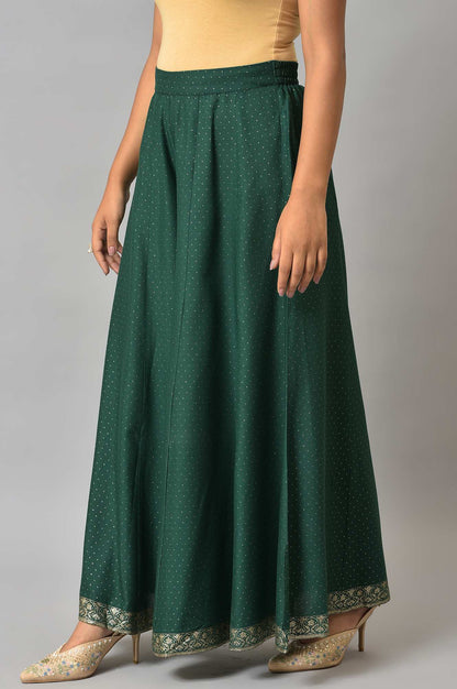 W for Woman Leaf Green Glitter Printed Culottes