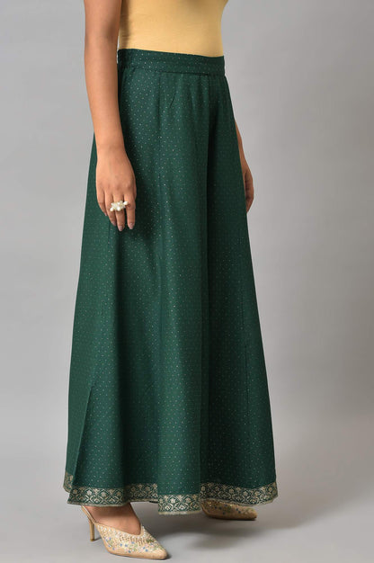 W for Woman Leaf Green Glitter Printed Culottes