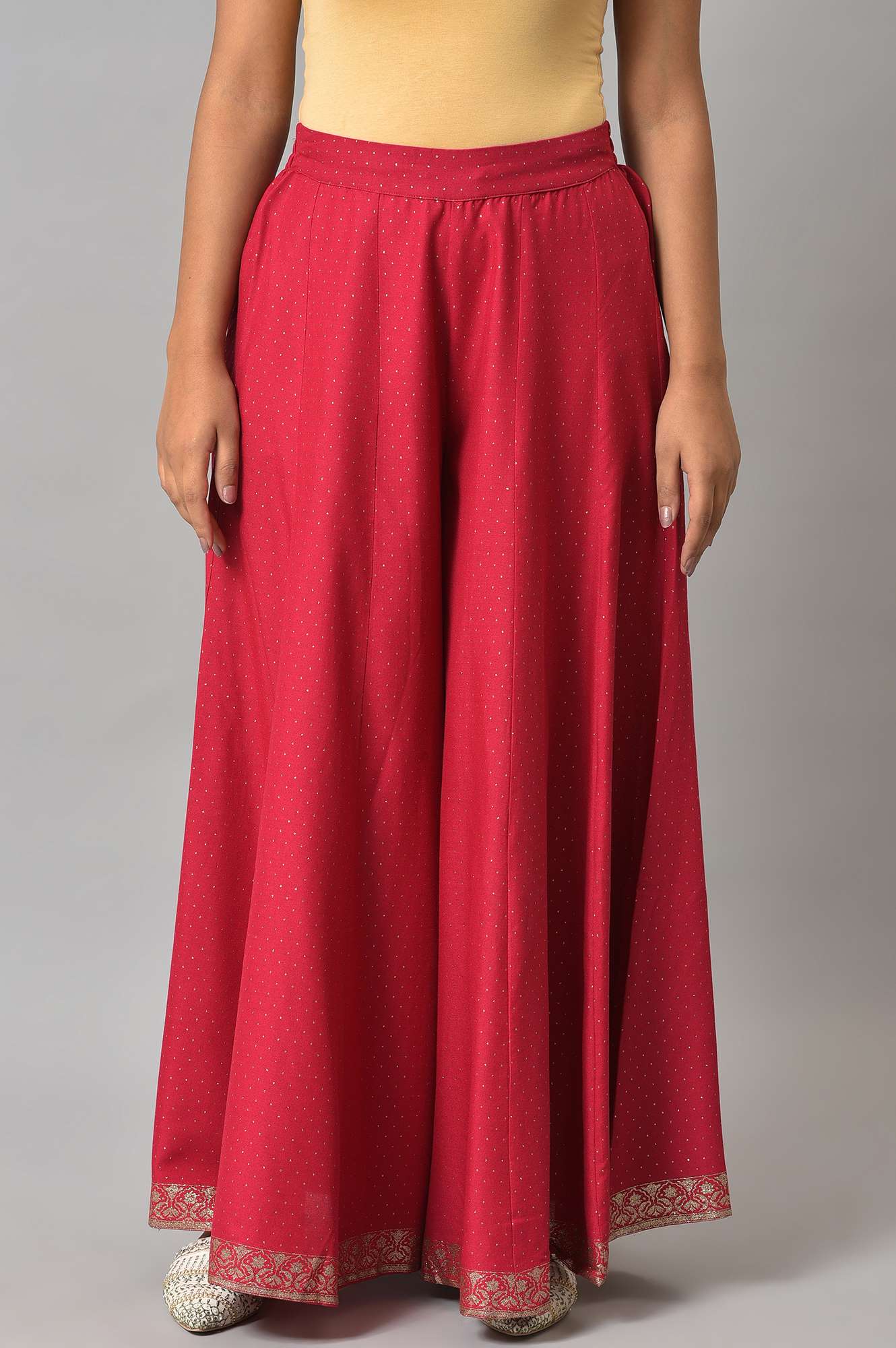 W for Woman Fuchsia Pink Glitter Printed Culottes