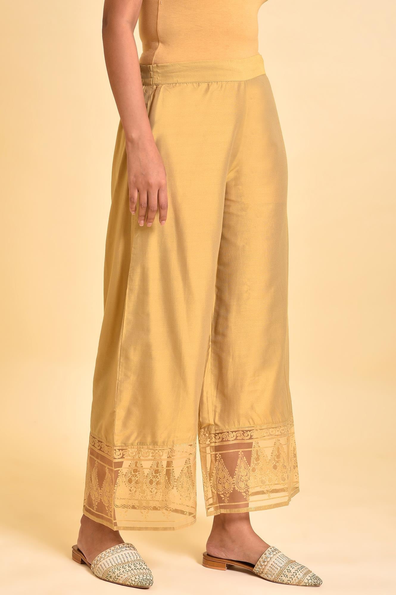 W for Woman Gold Floral Printed Parallel Pants
