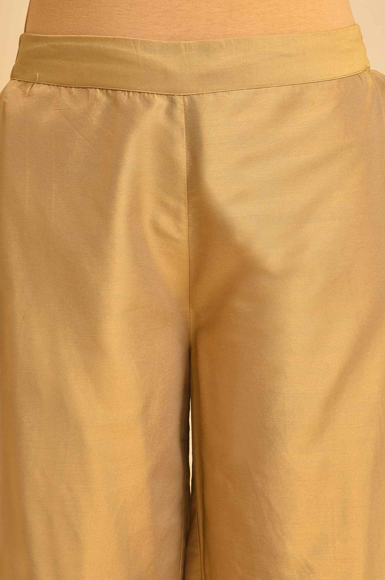 W for Woman Gold Floral Printed Parallel Pants
