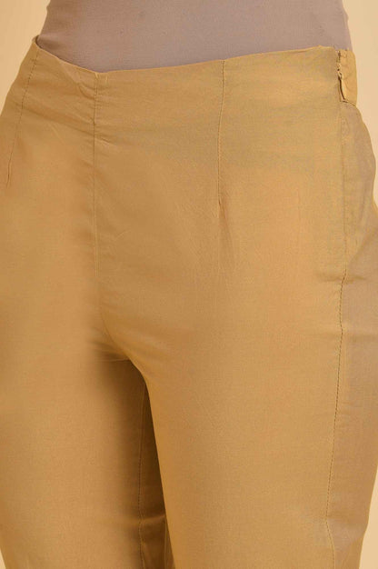 W for Woman Gold Solid Light Festive Slim Pants