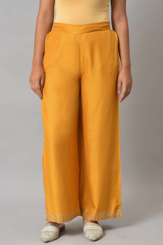 W for Woman Mustard Glitter Printed Parallel Pants
