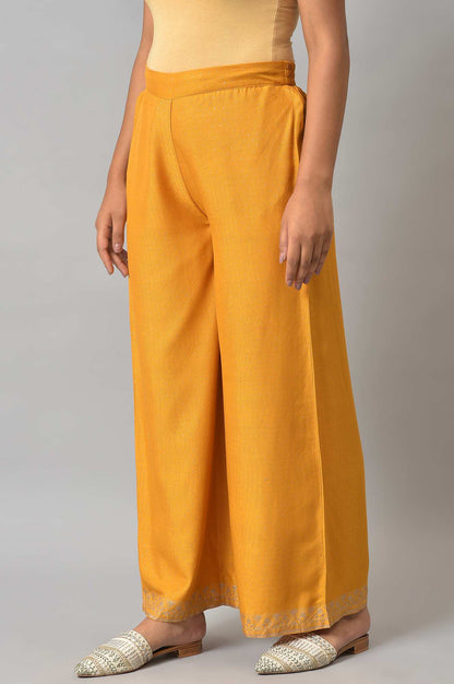 W for Woman Mustard Glitter Printed Parallel Pants