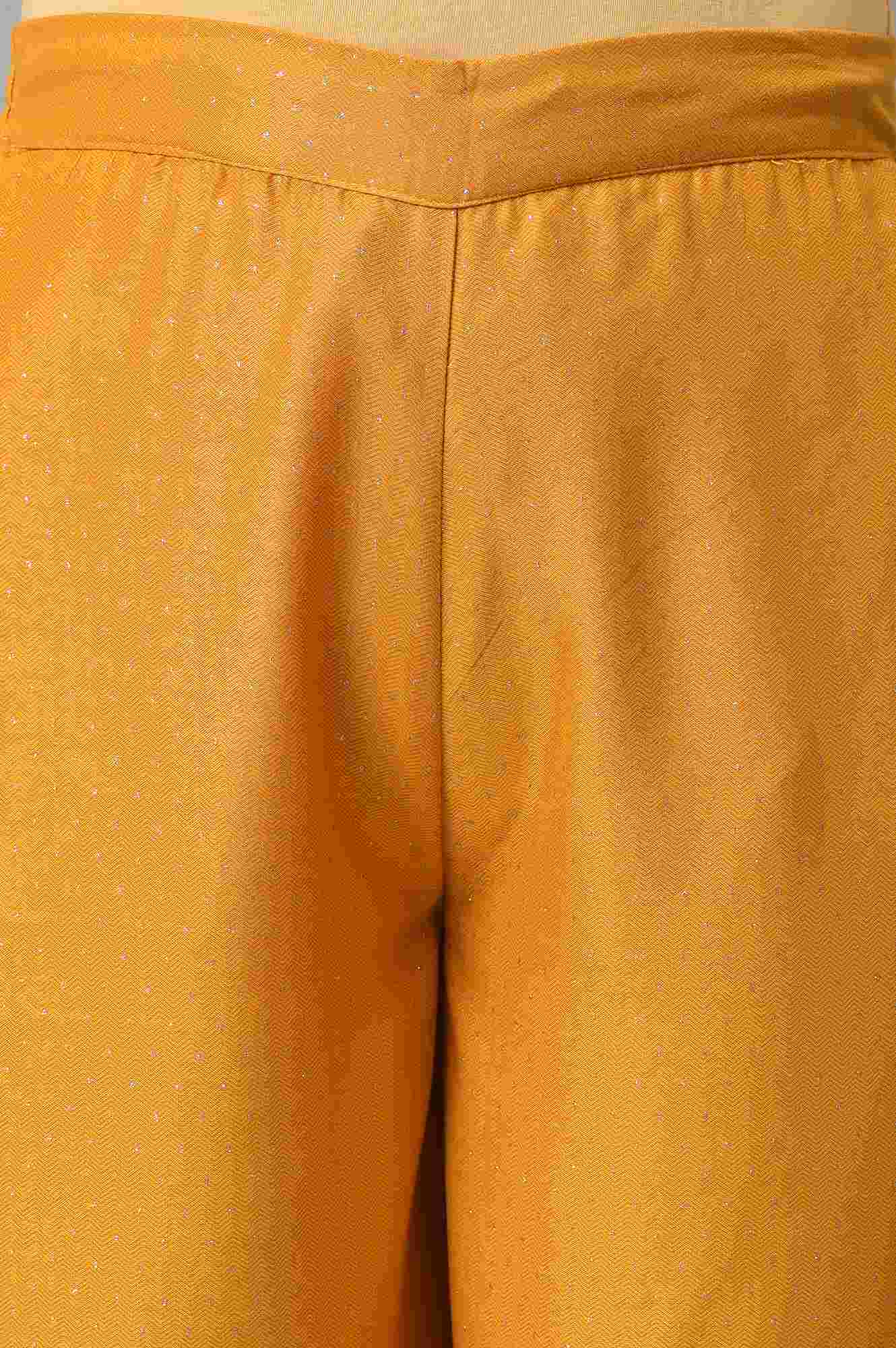 W for Woman Mustard Glitter Printed Parallel Pants