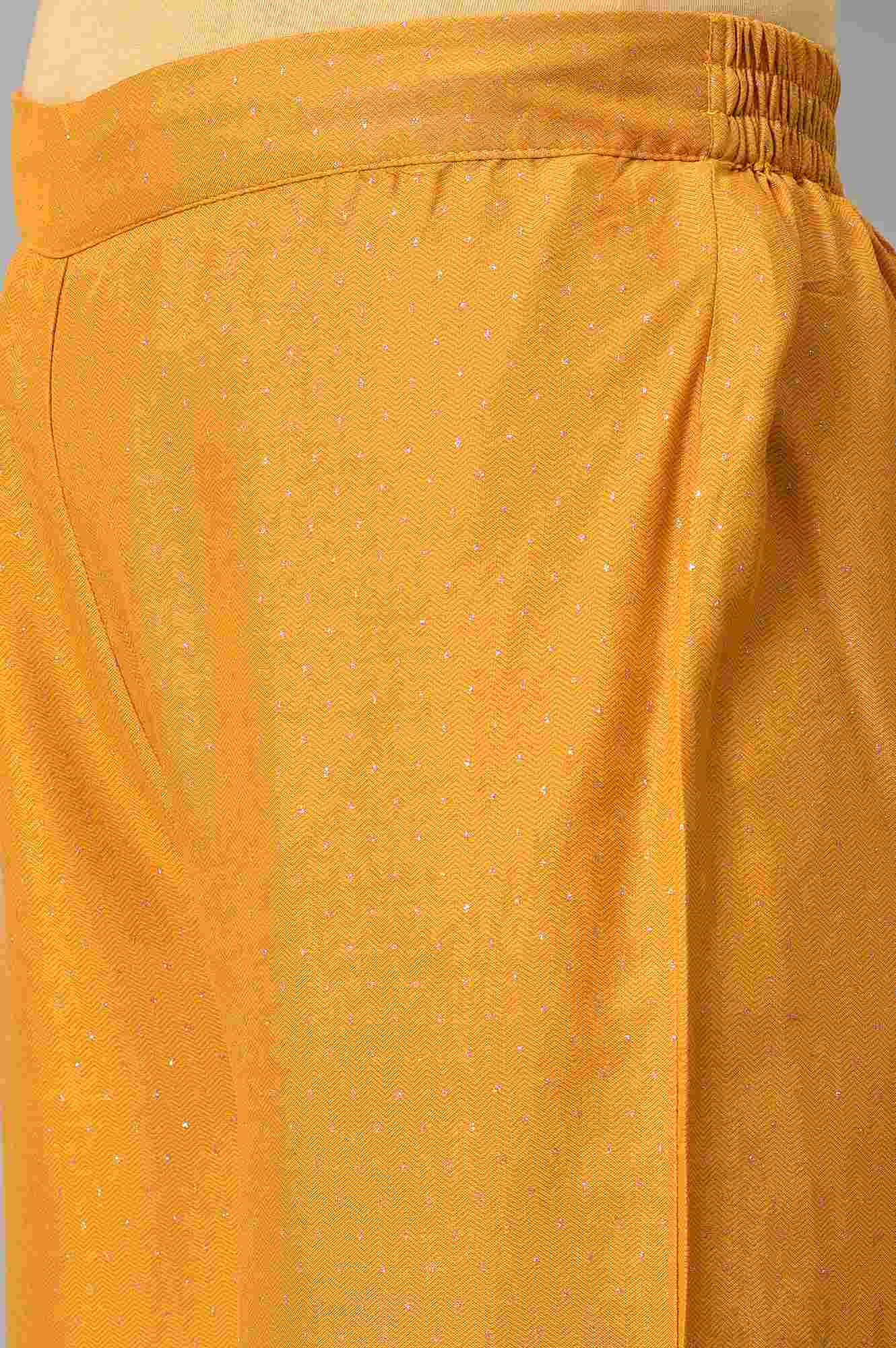 W for Woman Mustard Glitter Printed Parallel Pants