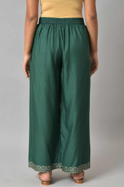 W for Woman Green Glitter Printed Parallel Pants