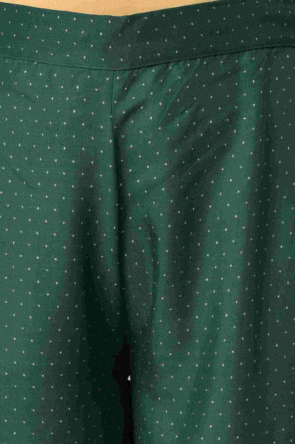 W for Woman Green Glitter Printed Parallel Pants