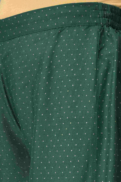 W for Woman Green Glitter Printed Parallel Pants