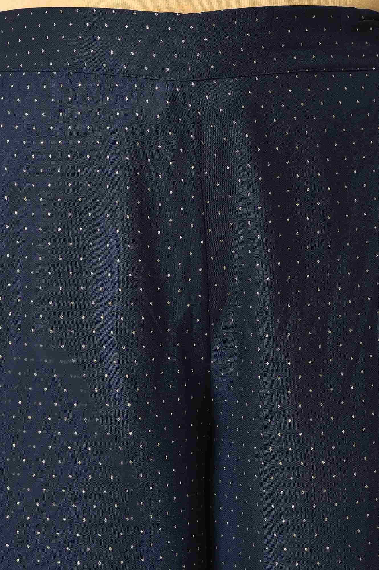 W for Woman Blue Geometric Printed Straight Kurta with Parallel Pant Set