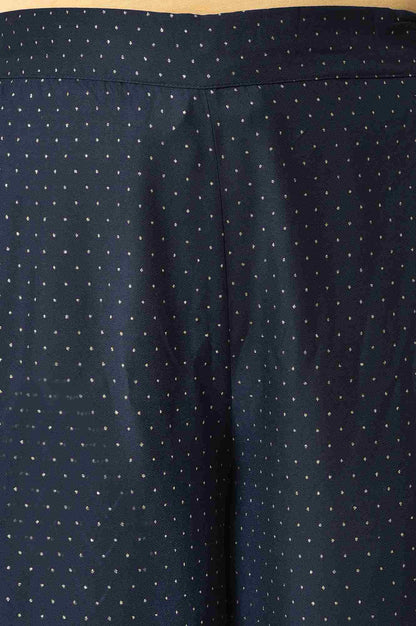 W for Woman Blue Geometric Printed Straight Kurta with Parallel Pant Set