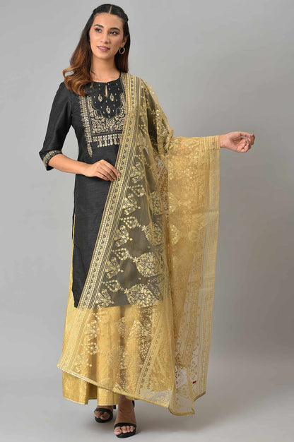 W for Woman Gold Light Festive Brasso Dupatta