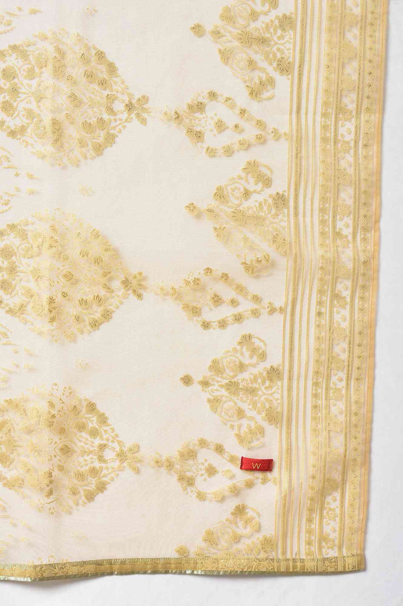 W for Woman Gold Light Festive Brasso Dupatta