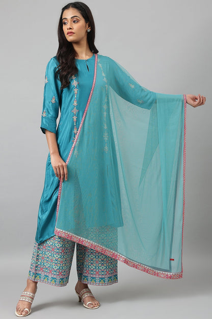 W for Woman Light Blue Mesh Dupatta