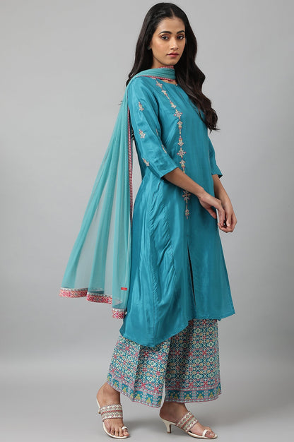 W for Woman Light Blue Mesh Dupatta