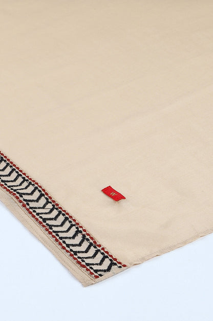 W for Woman Beige Embroidered Cotton Voile Dupatta