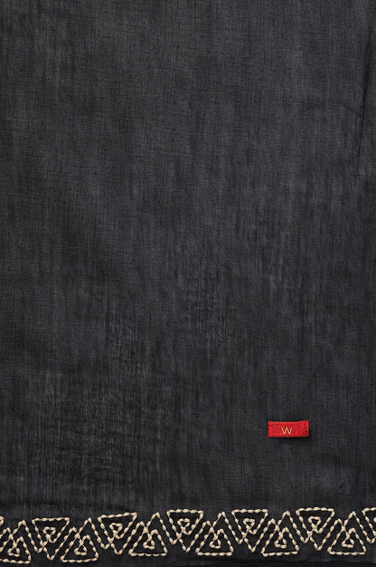 W for Woman Black Embroidered and Patti detail Dupatta