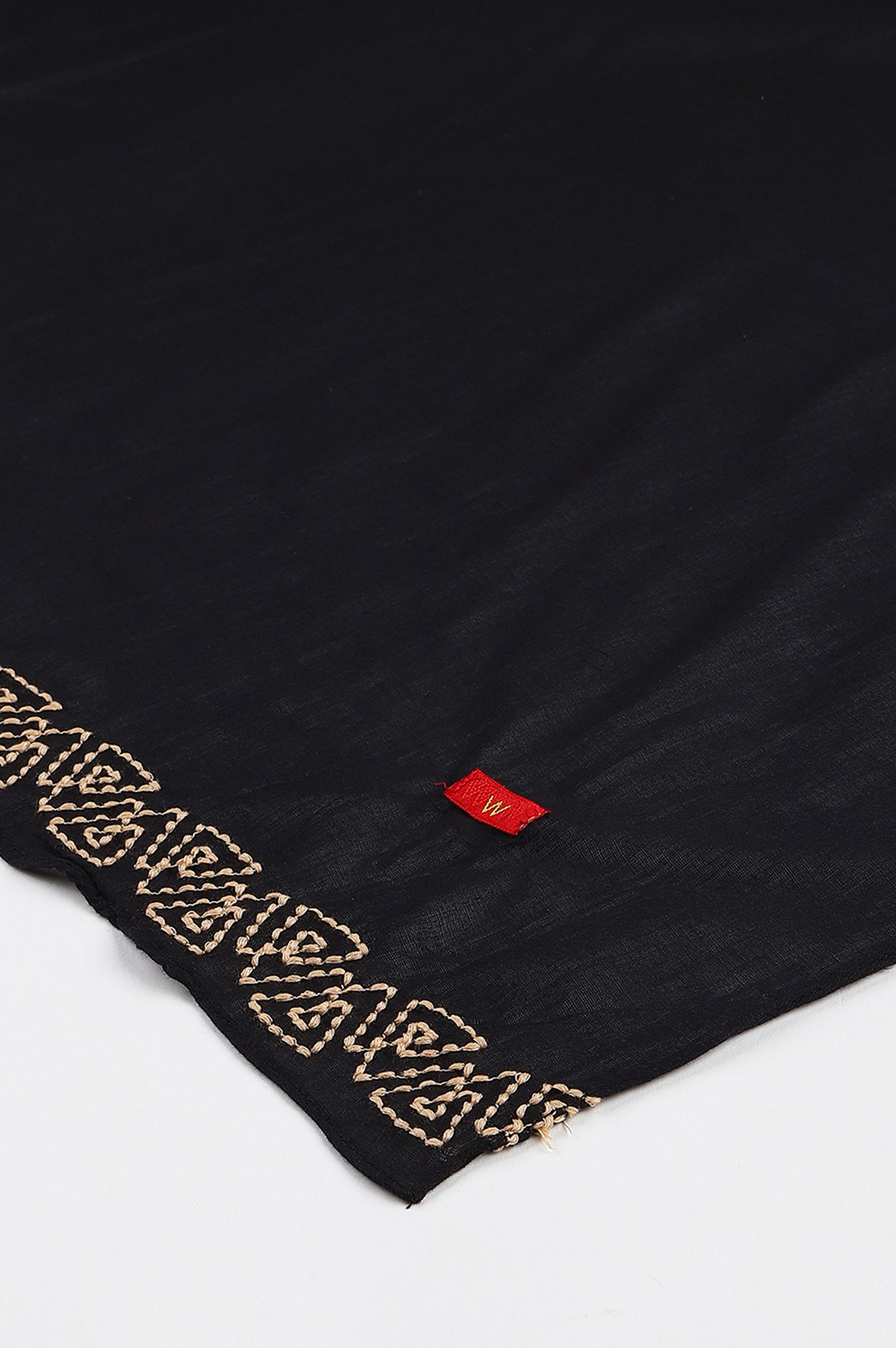 W for Woman Black Embroidered and Patti detail Dupatta