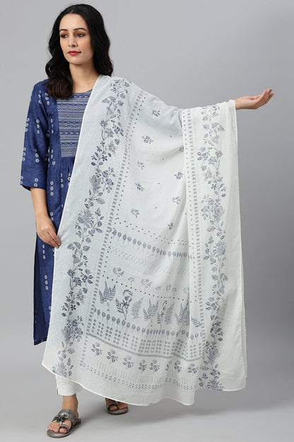W for Woman Ecru Voile Printed Dupatta