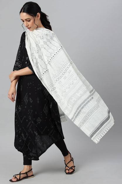 W for Woman Ecru Voile Printed Dupatta