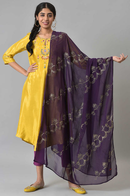 W for Woman Deep Purple Grainy Georgette Mukaish Dupatta
