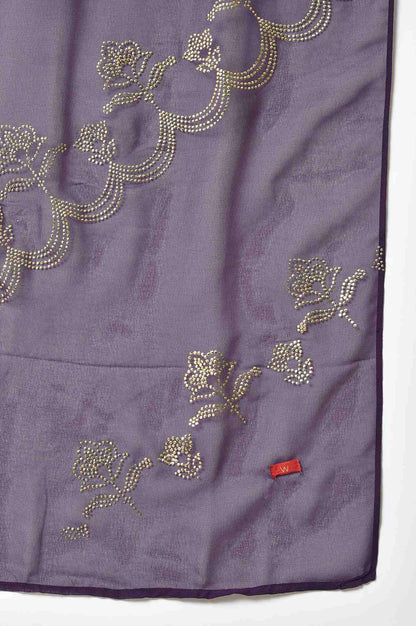 W for Woman Deep Purple Grainy Georgette Mukaish Dupatta