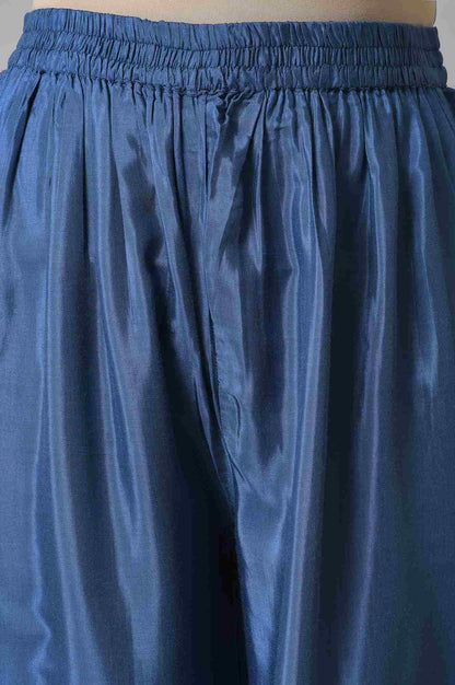 W for Woman Blue Embroidered kurta With Parallel Pants And Pink Dupatta