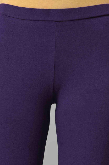 W for Woman Purple Printed Kalidar kurta With Tights