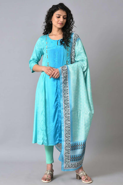 W for Woman Light Green And Blue Ombre kurta Set