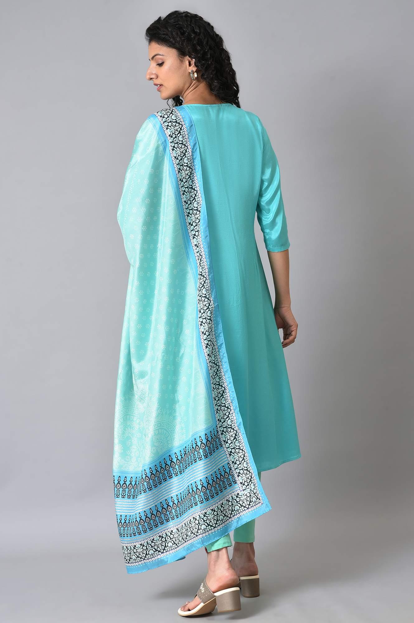 W for Woman Light Green And Blue Ombre kurta Set