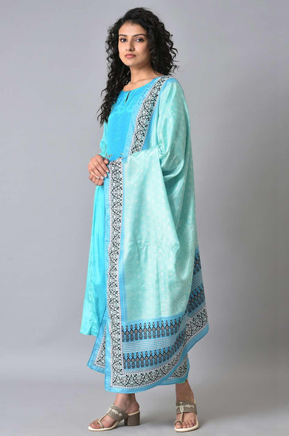 W for Woman Light Green And Blue Ombre kurta Set