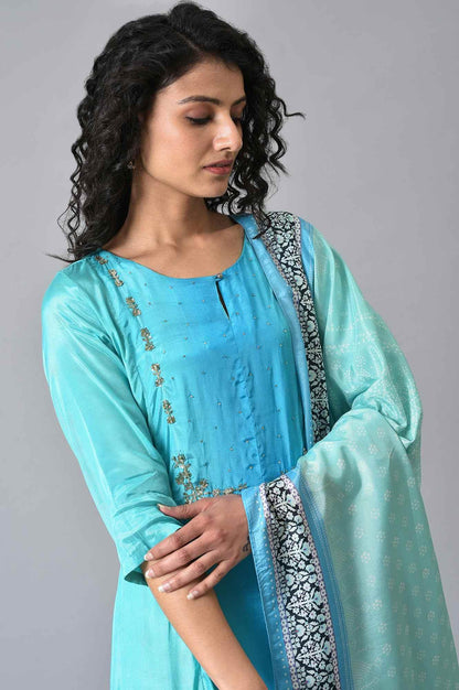 W for Woman Light Green And Blue Ombre kurta Set