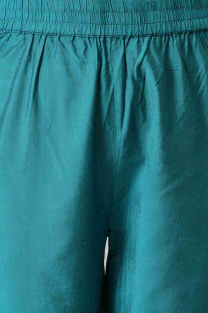 W for Woman Teal Sequin Highlighted kurta With Pants And Golden Dupatta
