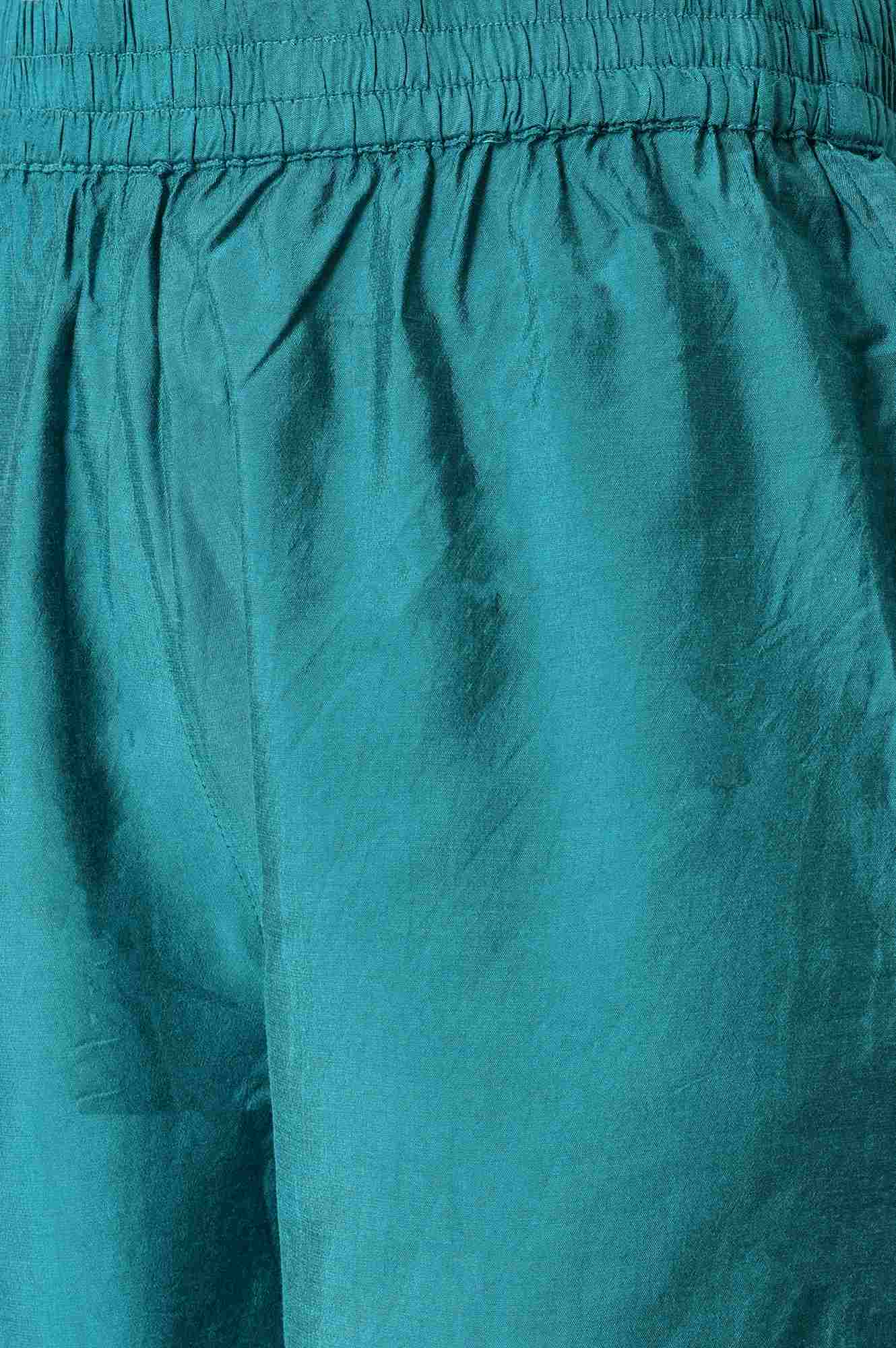 W for Woman Teal Sequin Highlighted kurta With Pants And Golden Dupatta