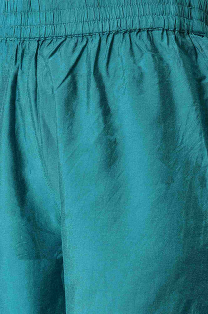 W for Woman Teal Sequin Highlighted kurta With Pants And Golden Dupatta