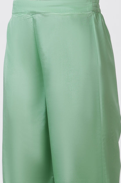 W for Woman Pistachio Green Mukaish Kurta And Pants Set