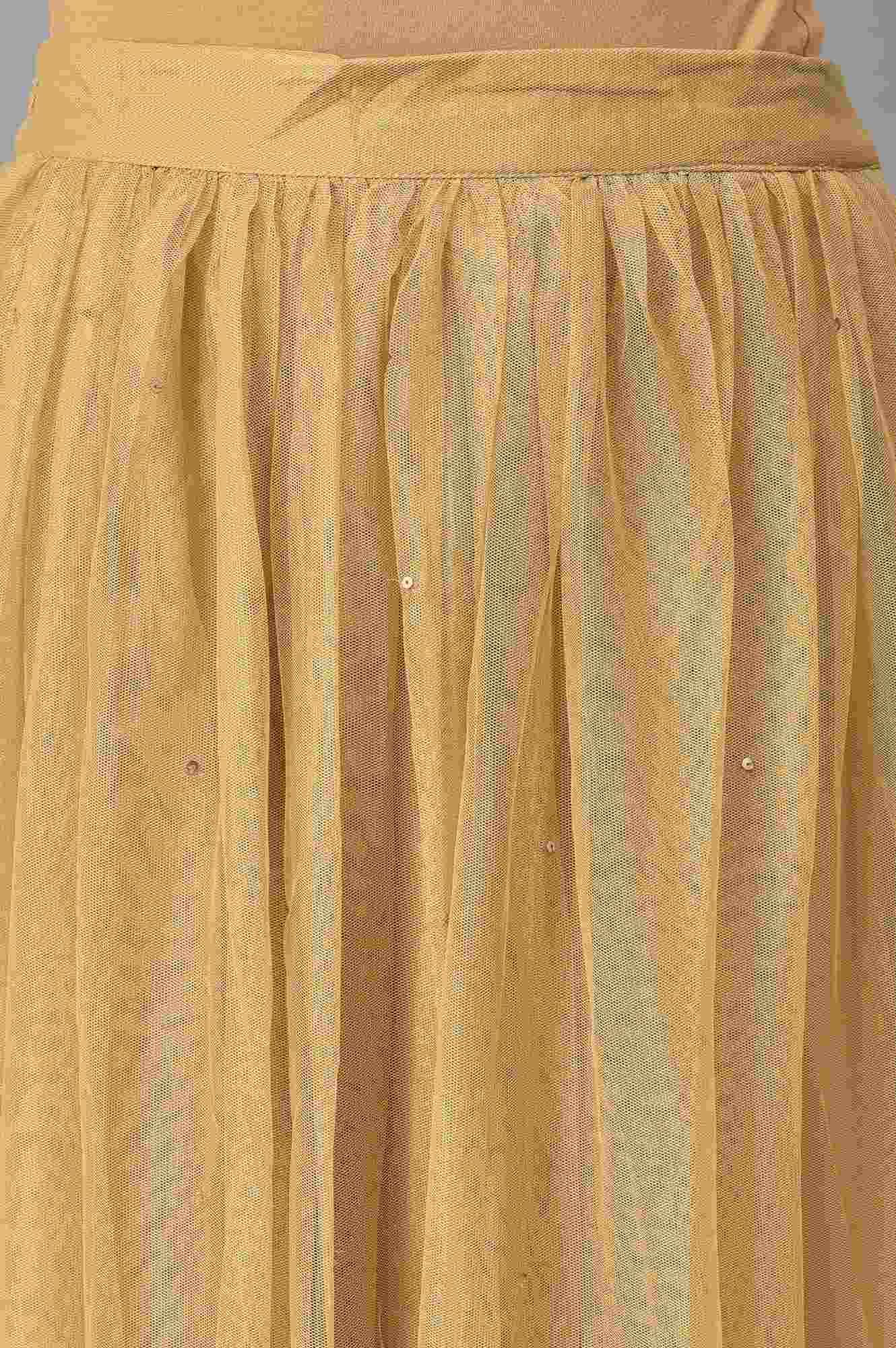 W for Woman Orange Embroidered Festive kurta With Golden Mesh Skirt